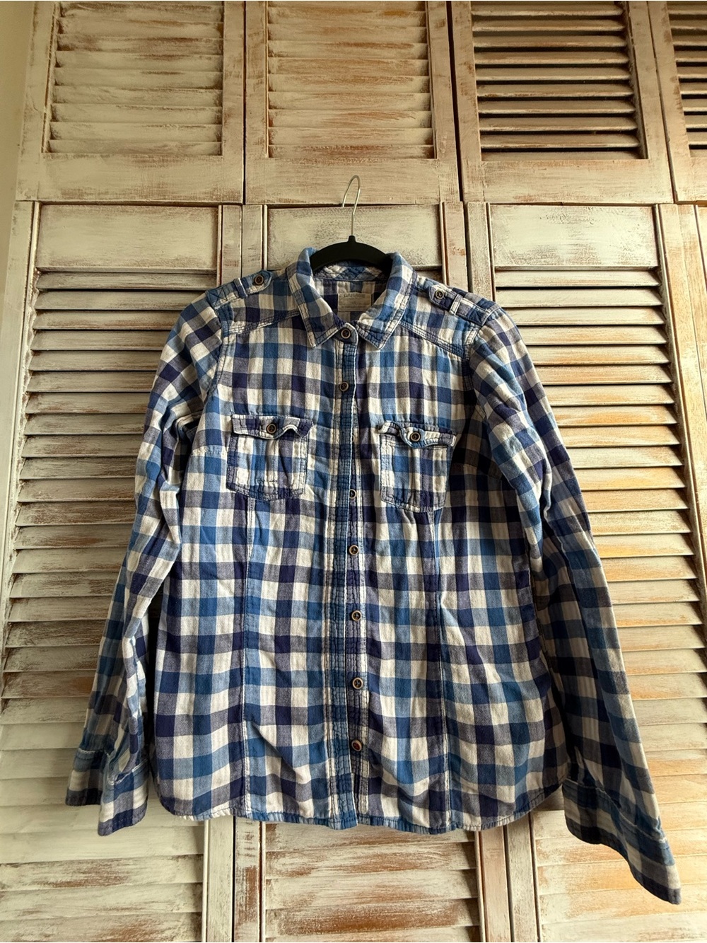 Garage Blue and White Checked Button-Down Shirt